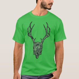 European Mount Jackalope Skull Green Camouflage T-Shirt