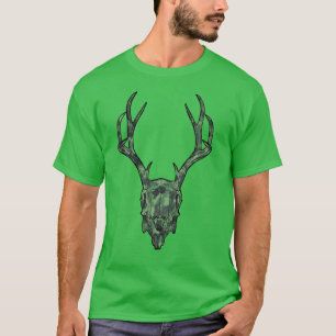 European Mount Jackalope Skull Green Camouflage T-Shirt
