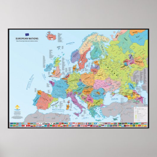 "European Nations" Carte des nations (en anglais) Poster (Vorne)