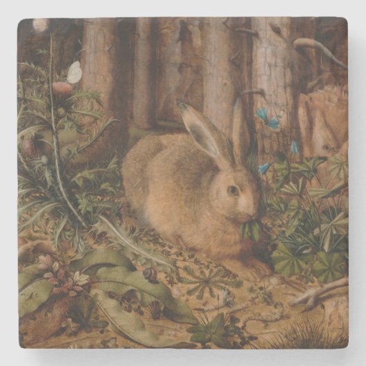 European Painting Rabbit Year 2023 Stone Untersetz Steinuntersetzer (Vorderseite)