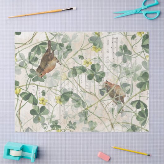 European Robin Bird Blume Decoupage Seidenpapier (Basteln)