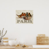 European Robin Birds Nest Paris Decoupage Vintag Poster (Küche)