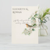 European Robin & Hawthorn – Editable Botanical Wed Einladung (Stehend Vorderseite)
