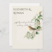 European Robin & Hawthorn – Editable Botanical Wed Einladung (Vorne/Hinten)