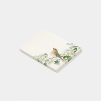 European Robin & Hawthorn – Editable Botanical Wed Post-it Klebezettel