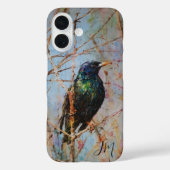 European Starling Bird Painting Individuelle Name Case-Mate iPhone Hülle (Rückseite)