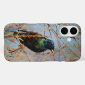 European Starling Bird Painting Individuelle Name Case-Mate iPhone Hülle (Rückseite (Horizontal))