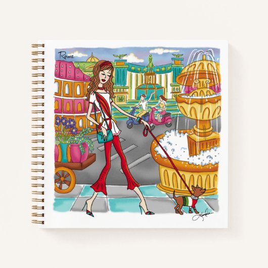 European Travel Girl in Rome Notebook Notizblock (Vorderseite)