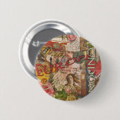 European Travel Print Art London Rom Paris Button (Vorne & Hinten)