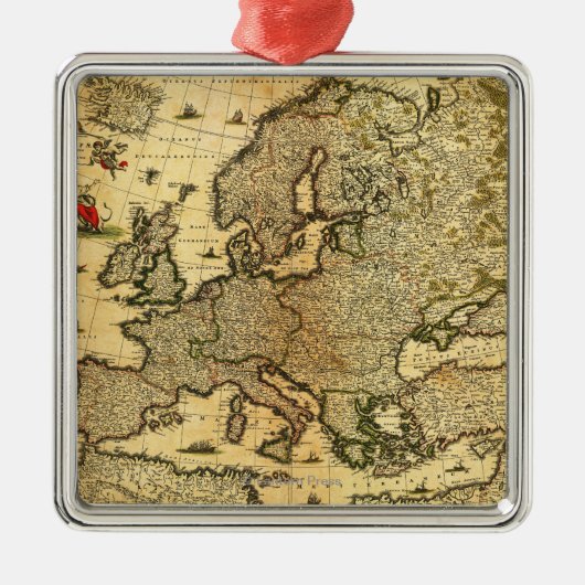 EuropePanoramic MapEurope Silbernes Ornament (Vorne)