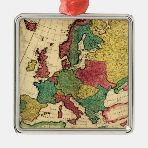 EuropePanoramic MapEurope Silbernes Ornament
