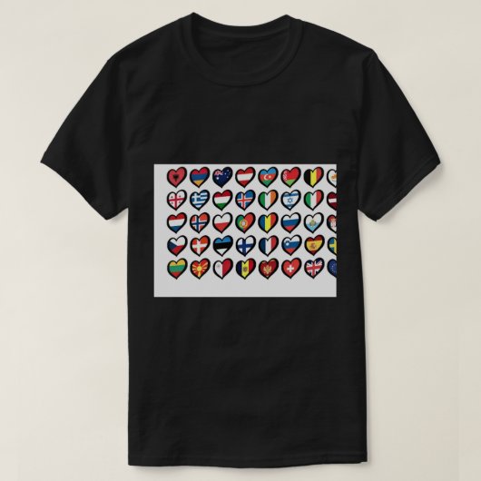Eurovision Song Contest Fahnen Herz-Maske T-Shirt (Design vorne)