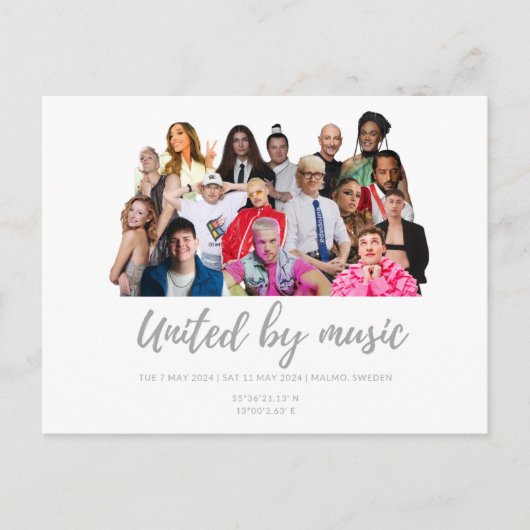 Eurovision Songcontest 2024 Malmo Sweden Singing Postkarte (Vorderseite)