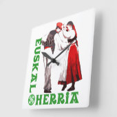 Euskal Herria: traditional Basque dancers, Quadratische Wanduhr (Winkel)