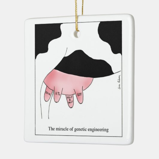 Euter-Cartoon der Gentechnik-Kuh-GVO Keramikornament (Links)