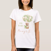 eutral Green Teddy Bear Oh Baby Balloon Mommy T-Shirt (Vorderseite)