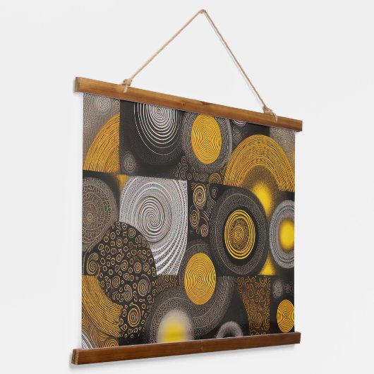 Eva 2 Abstract Design Wandteppich Mit Holzrahmen (Gewinkelt)