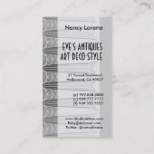 Eva, Art-Déco-Dame in Gray und Taupe Visitenkarte (Rückseite)