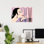 Eva, Art-Déco-Dame in Rosa und Blau Poster (Heimbüro)