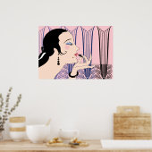 Eva, Art-Déco-Dame in Rosa und Blau Poster (Küche)