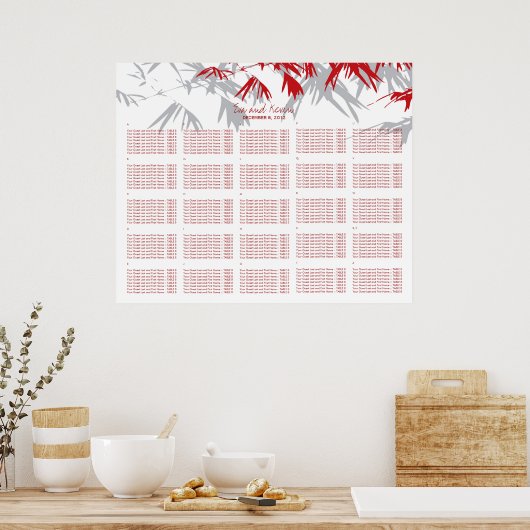 Eva Bamboo Verlasse Chinesische Hochzeitssatabelle Poster (Küche)