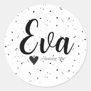 Eva Name Labels bedeutet Minimal Moderne Schwarz-w Runder Aufkleber