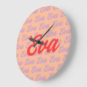 Eva Name Repetiermuster-Design Große Wanduhr (Winkel)