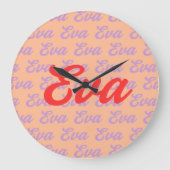 Eva Name Repetiermuster-Design Große Wanduhr (Vorderseite)