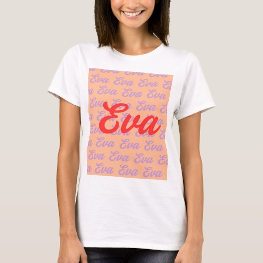 Eva Name Repetiermuster-Design T-Shirt (Vorderseite)