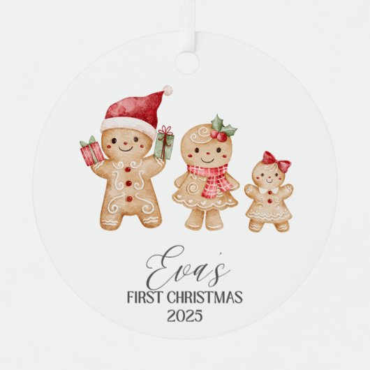 Eva Personalized Baby's First Christmas Ornament Aus Metall (Vorderseite)