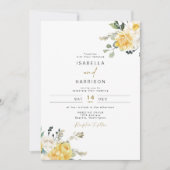EVA Yellow Spring Watercolor Floral Wedding Einladung (Vorderseite)