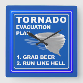 Evakuierungsplan für Tornado ;-) Quadratische Wanduhr