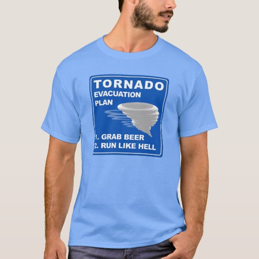 Evakuierungsplan für Tornado T-Shirt (Vorderseite)