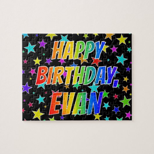 "EVAN" First Name, Fun "HAPPY BIRTHDAY" Puzzle (Horizontal)