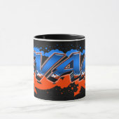 Evan Vorname Name Graffiti blue orange Tasse (Zentrum)