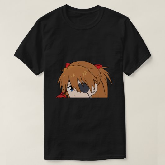 Evangelion Asuka Langley Anime Peeker Sticker Stic T-Shirt (Design vorne)