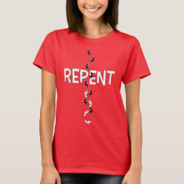 Evangelisches REPENT Footprints Cross (weiß/schwar T-Shirt