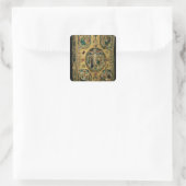 Evangelium, Gold mit Repousen Quadratischer Aufkleber (Tasche)