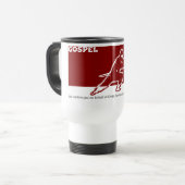 Evangelium Ninja Rot über weißer Reise-Tasse Reisebecher (Vorderseite Links)