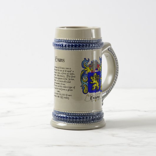 Evans-Familienwappen Stein Bierglas (VorderseiteRechts)