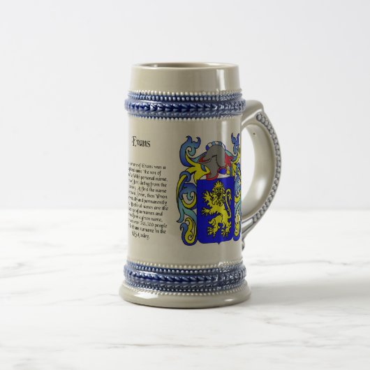 Evans-Familienwappen Stein Bierglas (VorderseiteRechts)