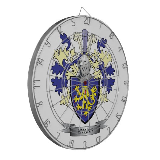 Evans-Familienwappen-Wappen Dartscheibe (Vorderseite Links)