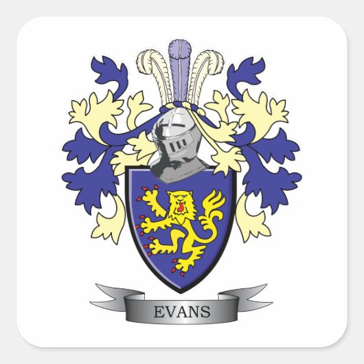 Evans-Familienwappen-Wappen Quadratischer Aufkleber (Vorderseite)