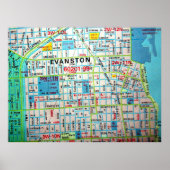 EVANSTON, IL Vintag Map Poster (Vorne)