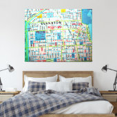EVANSTON, IL Vintage Karte Leinwanddruck (Insitu (Schlafzimmer))