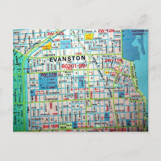 EVANSTON, IL Vintage Karte Postkarte (Vorderseite)