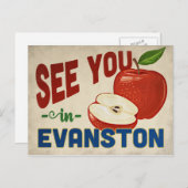 Evanston Illinois Apple - Vintage Travel Postkarte (Vorne/Hinten)
