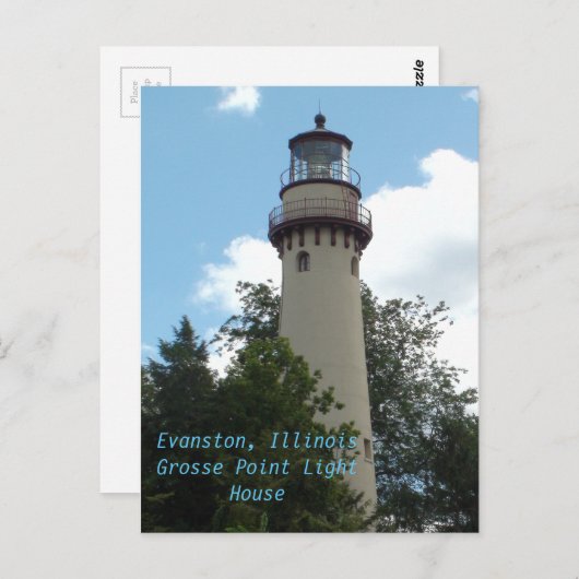 Evanston, Illinois, Großes Point Light House Postkarte (Vorne/Hinten)