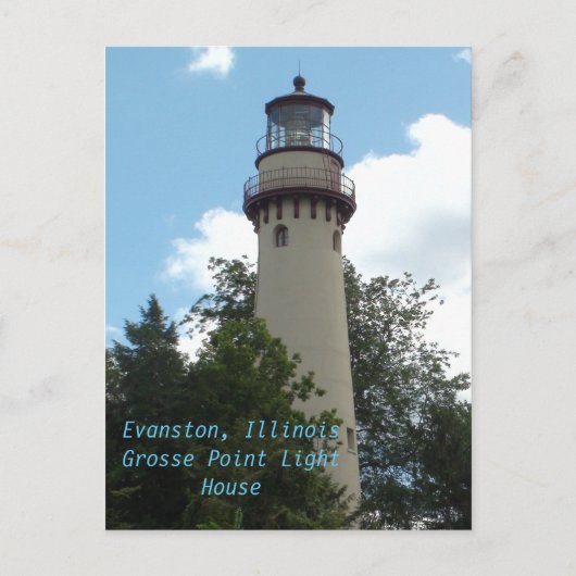Evanston, Illinois, Großes Point Light House Postkarte (Vorderseite)