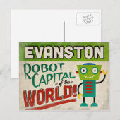Evanston Illinois Robot - Funny Vintag Postkarte (Vorne/Hinten)